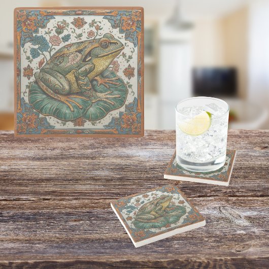 Cloisonne Frog on Lily Pad ストーンコースター