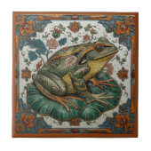 Cloisonne Frog on Lily Pad タイル (正面)