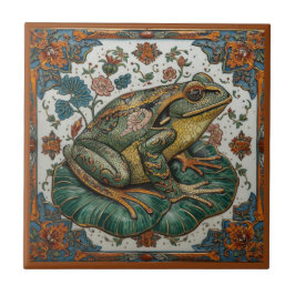 Cloisonne Frog on Lily Pad タイル