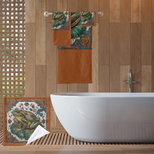 Cloisonne Frog on Lily Pad バスタオルセット