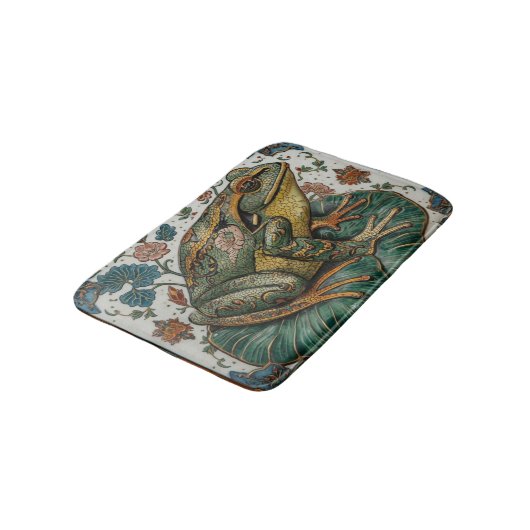 Cloisonne Frog on Lily Pad バスマット (アングル)