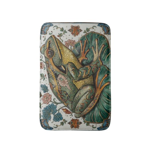 Cloisonne Frog on Lily Pad バスマット (正面縦)