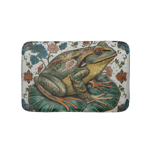Cloisonne Frog on Lily Pad バスマット (正面)