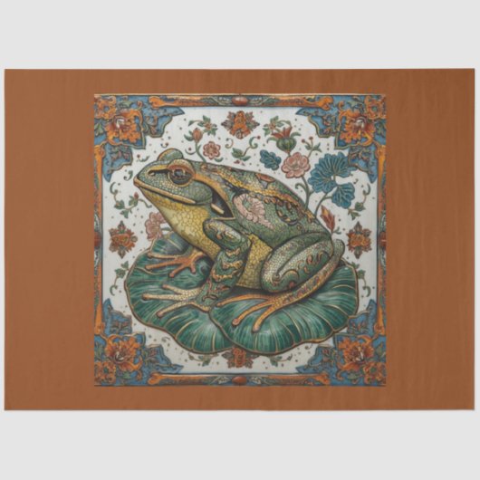 Cloisonne Frog on Lily Pad Tissue & Decoupage Pape 薄葉紙 (正面)