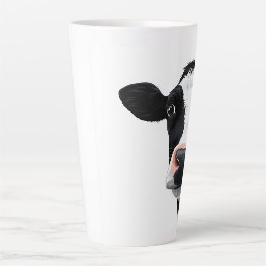 Close-Up Cow Curiosity カフェラテマグ (正面)