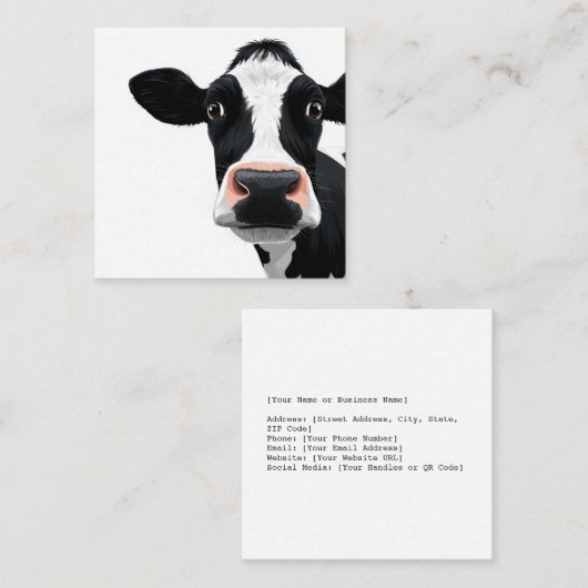 Close-Up Cow Curiosity スクエア名刺 (正面/裏面)