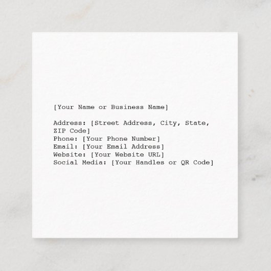 Close-Up Cow Curiosity スクエア名刺 (裏面)