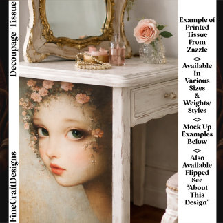 Close Up Floral Girl Vintage Canvas FF7L Decoupage 薄葉紙