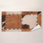 Close up leather patchwork textured background. バスタオル (バスタオル)