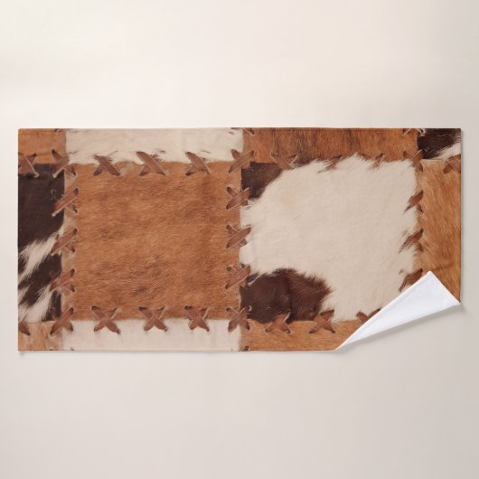 Close up leather patchwork textured background. バスタオル (バスタオル)
