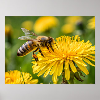 Close Up of a Honeybee Collecting Nectar ポスター