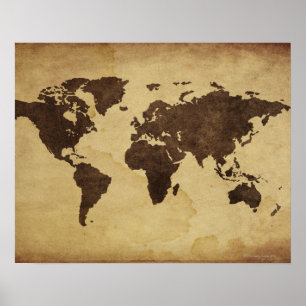 Close up of antique world map 3 ポスター