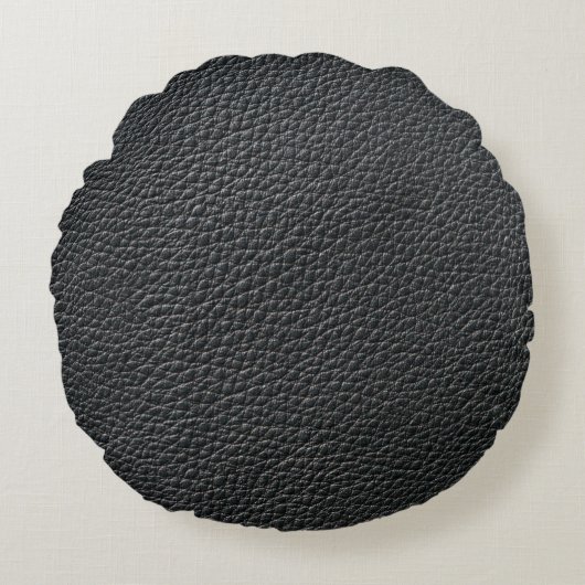 Close up of black leather texture and backgroundle ラウンドクッション (正面)