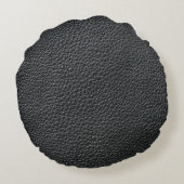 Close up of black leather texture and backgroundle ラウンドクッション (裏面)