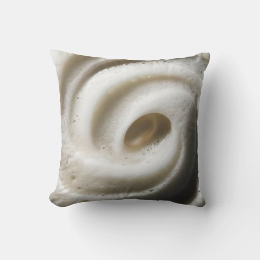 Close-Up of Creamy White Foam with Swirling Textur クッション (正面)