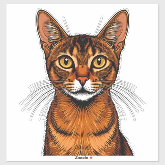 Close-Up Orange Tabby Abyssinian Cat Portrait シール (シート)