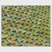 Close-up photo of green shingle roof ラッピングペーパー (フラット)