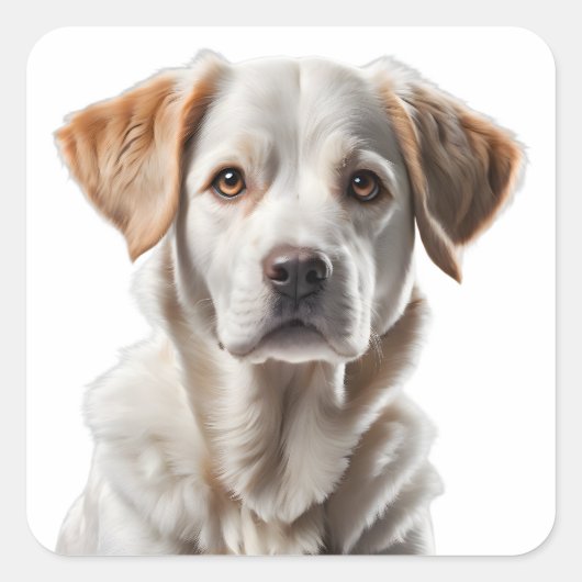 Close-Up Portrait of a Sweet-Faced Dog スクエアシール (正面)