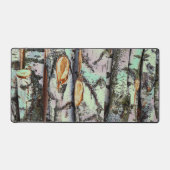 Close-up scene of birch log stumps, rustic charm デスクマット (正面)