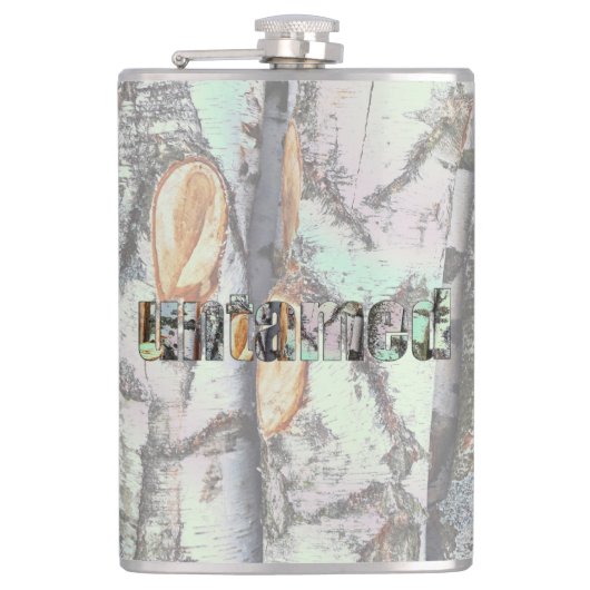 Close-up scene of birch log stumps, rustic charm フラスク (正面)