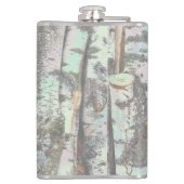 Close-up scene of birch log stumps, rustic charm フラスク (裏面)