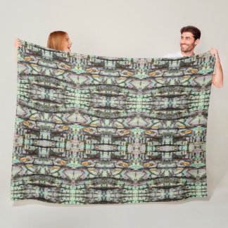 Close-up scene of birch log stumps, rustic charm フリースブランケット