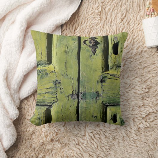 Closed brown wooden 2-panel door クッション (ブランケット)