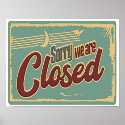 Closed Businessレトロエンボスヴィンテージ ポスター (正面)