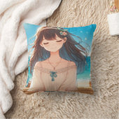 Closed Eyes Girl & Straw Hat Girl クッション (ブランケット)