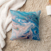 Closeup of mixed blue and white abstract marble te クッション (ブランケット)