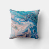 Closeup of mixed blue and white abstract marble te クッション (裏面)