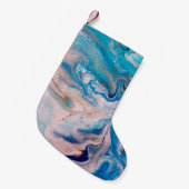 Closeup of mixed blue and white abstract marble te スモールクリスマスストッキング (正面 (吊り時))
