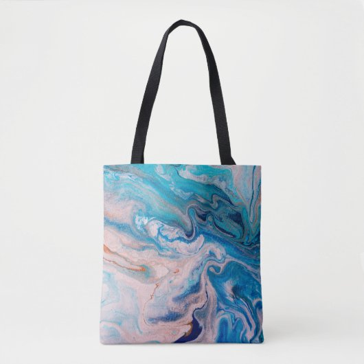 Closeup of mixed blue and white abstract marble te トートバッグ (正面)