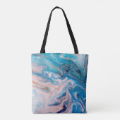 Closeup of mixed blue and white abstract marble te トートバッグ (裏面)