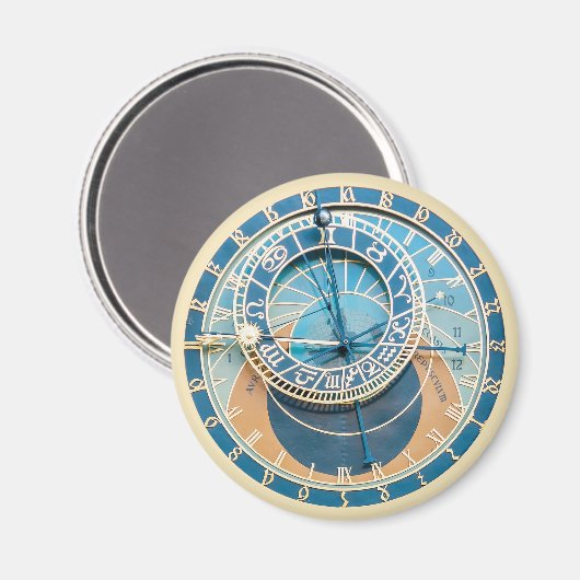 Closeup on Prague Astronomical Clock, Czech R. マグネット (正面/裏面)