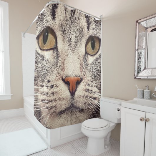 Closeup Pet Cat Face Shower Curtain シャワーカーテン (インサイチュ)