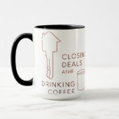 Closing Deals Drinking Coffee Real Estate Mug マグカップ (左)