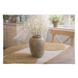 Cloth Placemat Neutral Farmhouse Wildflower Floral ランチョンマット