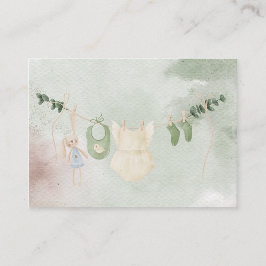 Clothes on a line boho baby shower book request エンクロージャーカード (裏面)