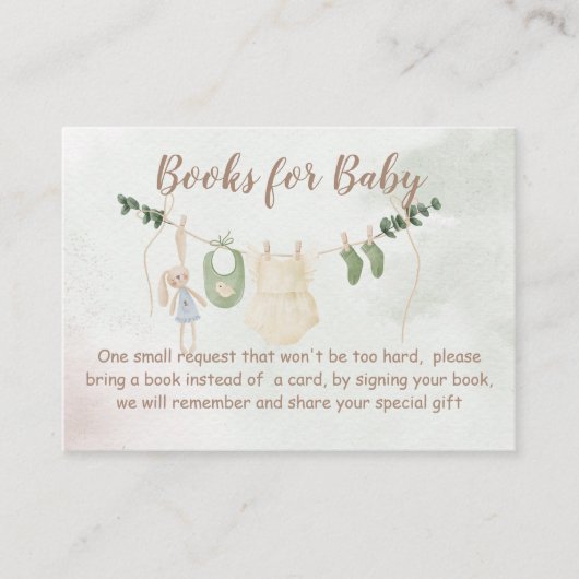 Clothes on a line boho baby shower book request エンクロージャーカード (正面)
