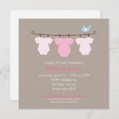 Clotheslineのベビーシャワーの招待状 招待状 (正面/裏面)