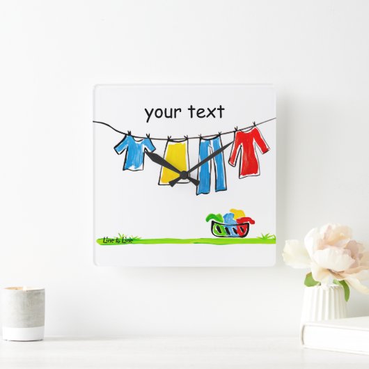 clothesline スクエア壁時計 (ホーム)