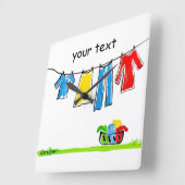 clothesline スクエア壁時計 (傾斜)