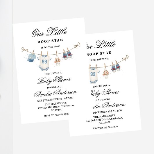 Clothesline baseball baby shower invitation  招待状