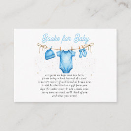 Clothesline Blue Boy Baby Shower Book Request  エンクロージャーカード