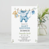 Clothesline boy baby shower invitation 招待状 (スタンド正面)