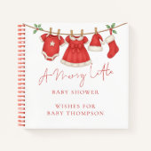 Clothesline Christmas Baby Shower Guest Book ノートブック (正面)