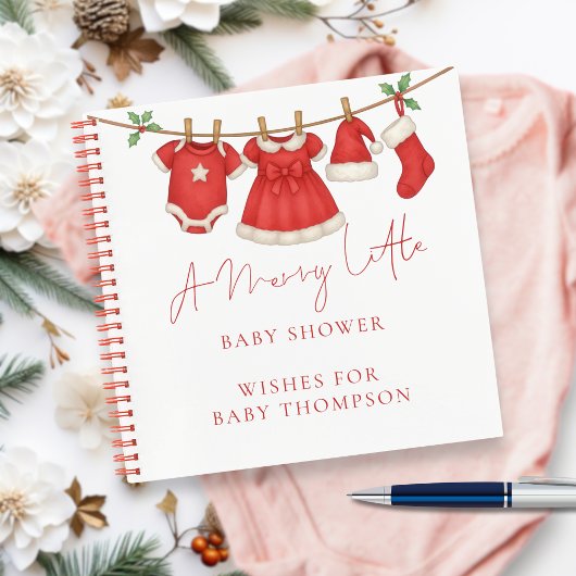Clothesline Christmas Baby Shower Guest Book ノートブック