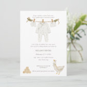 Clothesline Goose Nest Baby Shower Invitation 招待状 (スタンド正面)