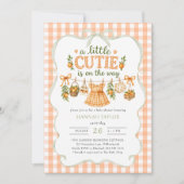 Clothesline Little Cutie is on the Way ベビーシャワー 招待状 (正面)